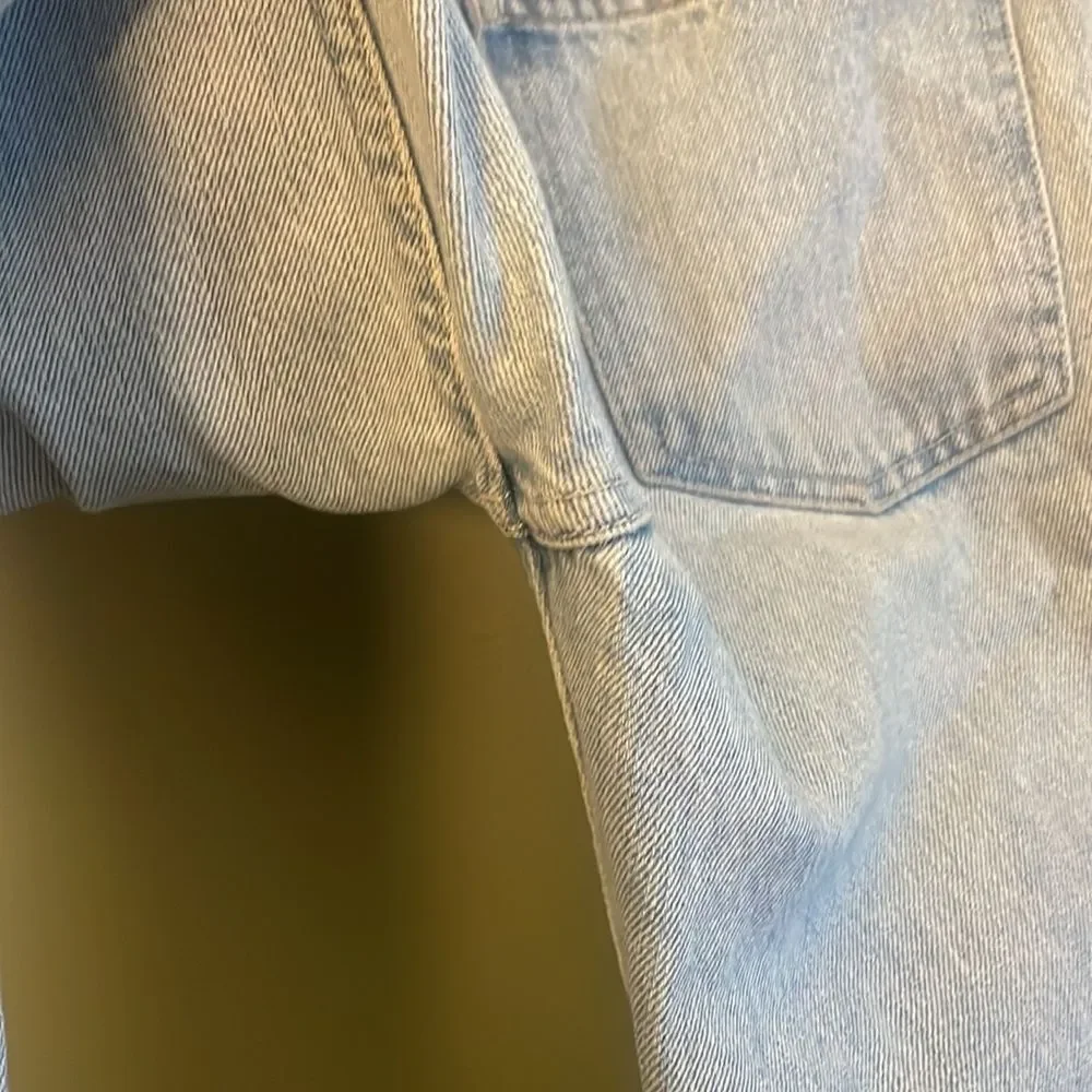 We The Free High Waisted Denim Jeans Rigid Raw Hem Button Fly Distressed Sz 24